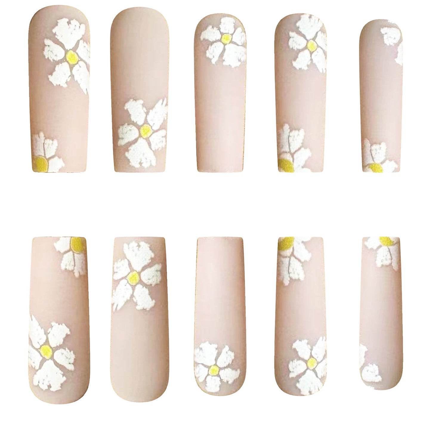 XL09 Golden Daisy Bloom High-end Press on Nails