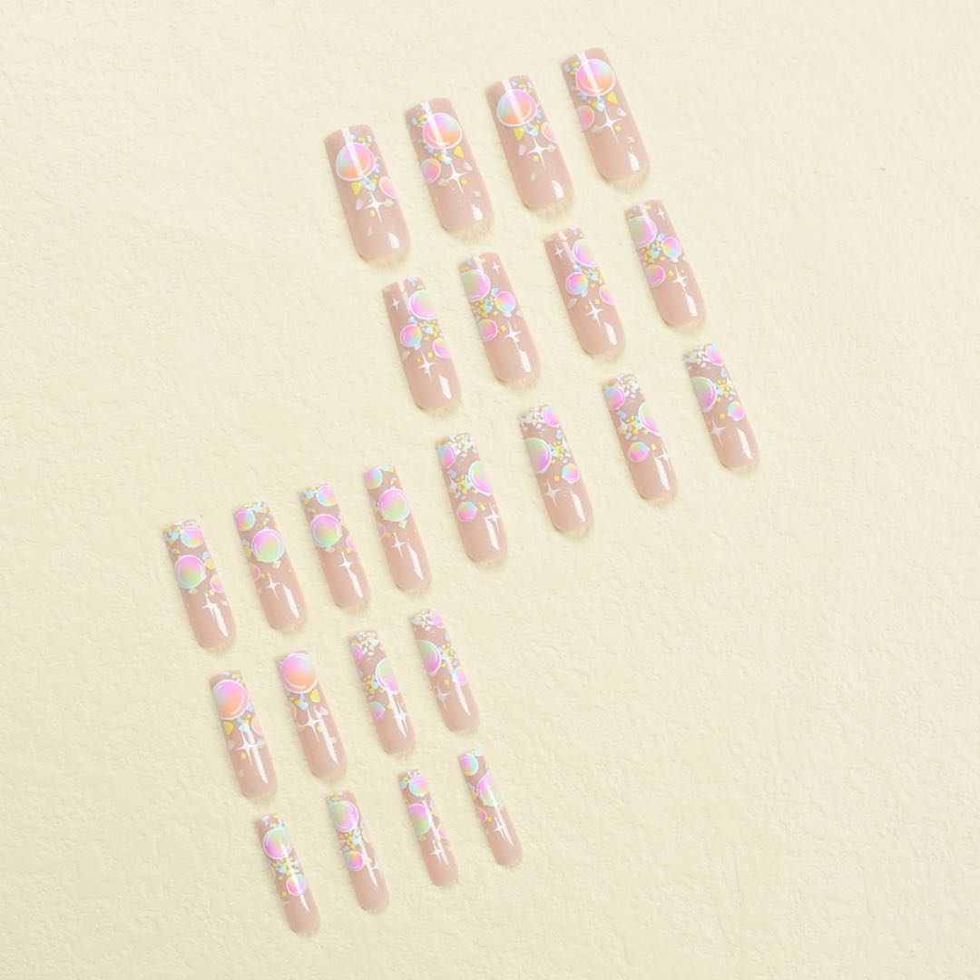 XL04 Pink Bliss Bubbles High-end Press on Nails