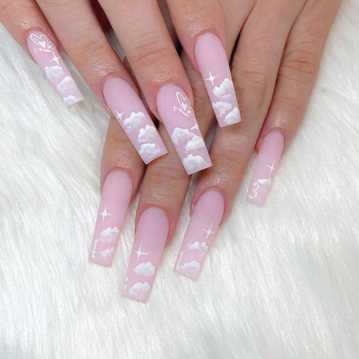 L02 Butterfly Whispers Cloud High-end Press on Nails