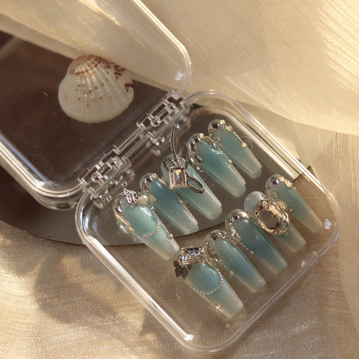 H15 Elegant High-End Blue Reusable High-end Press on Nails