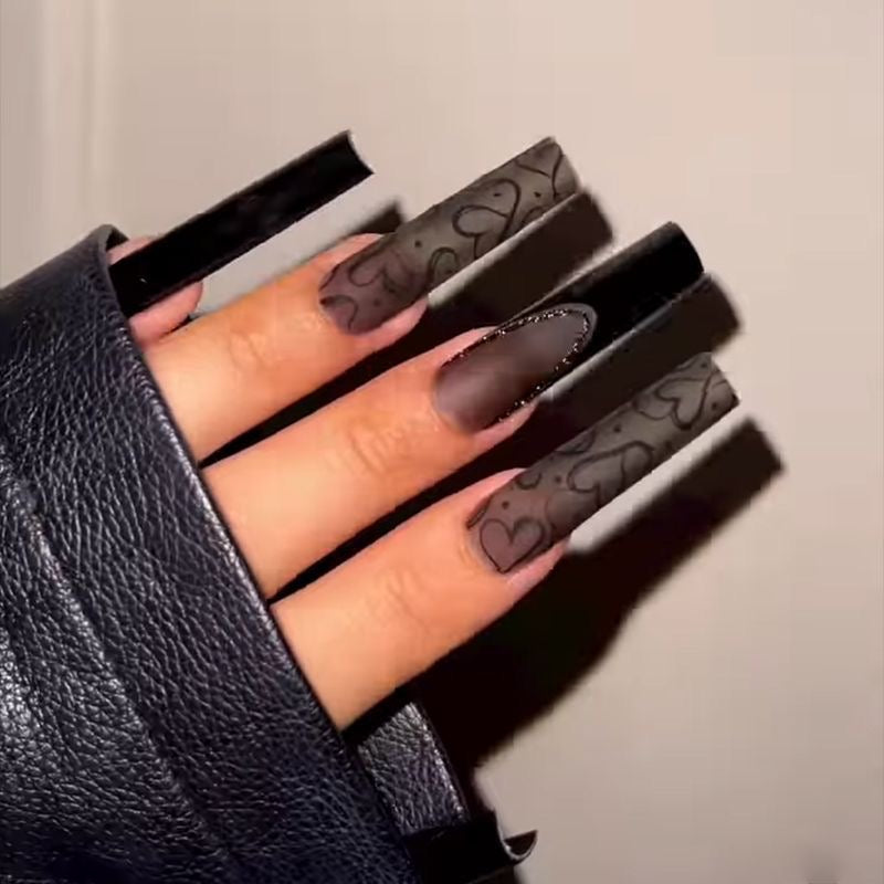 XL10 Night Noir Love High-end Press on Nails