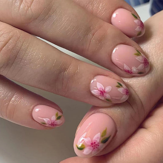 S13 Pink Flower High-end Press on Nails