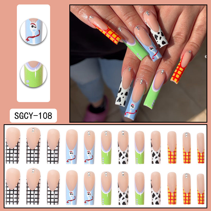 XL18 Cow Print Greenery High-end Press on Nails