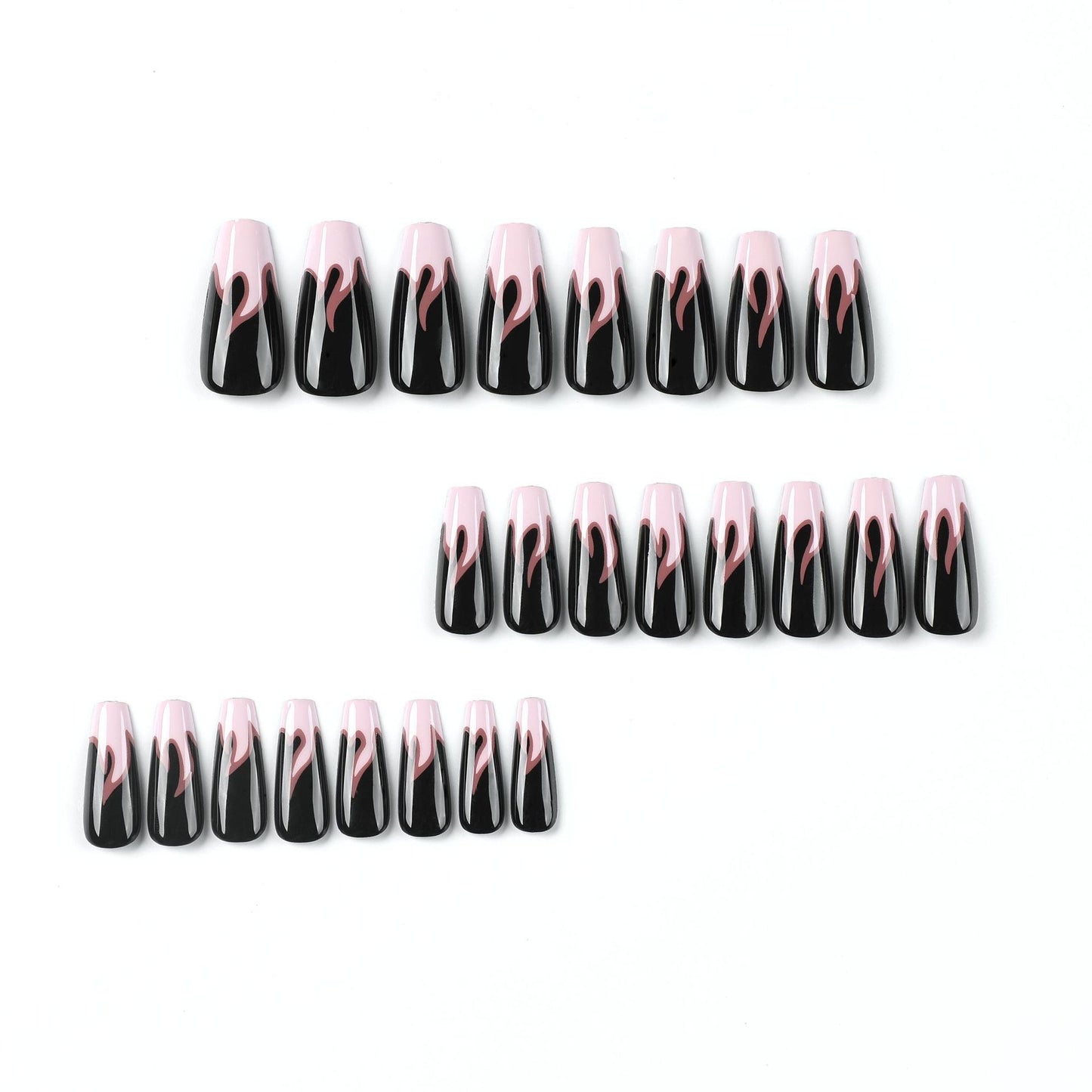 L03 Black Pink Blaze High-end Press on Nails