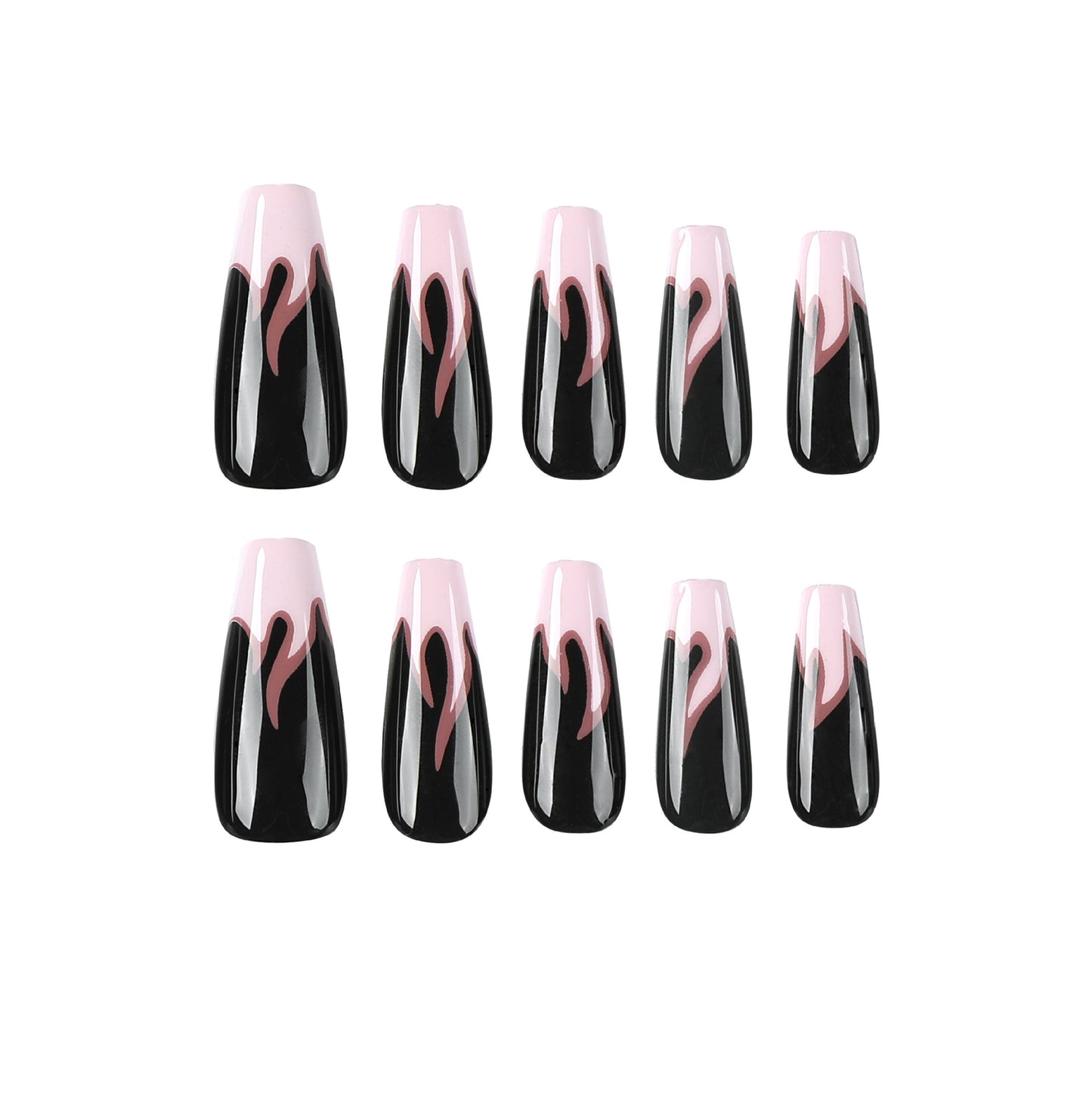 L03 Black Pink Blaze High-end Press on Nails