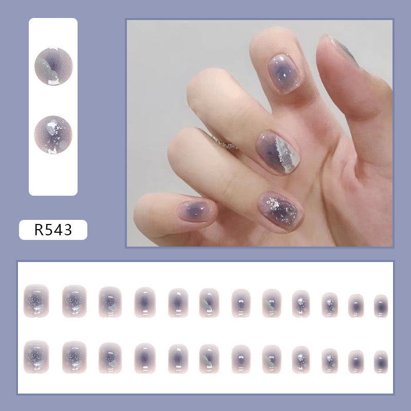 S31 Blue Melancholy Cloud High-end Press on Nails