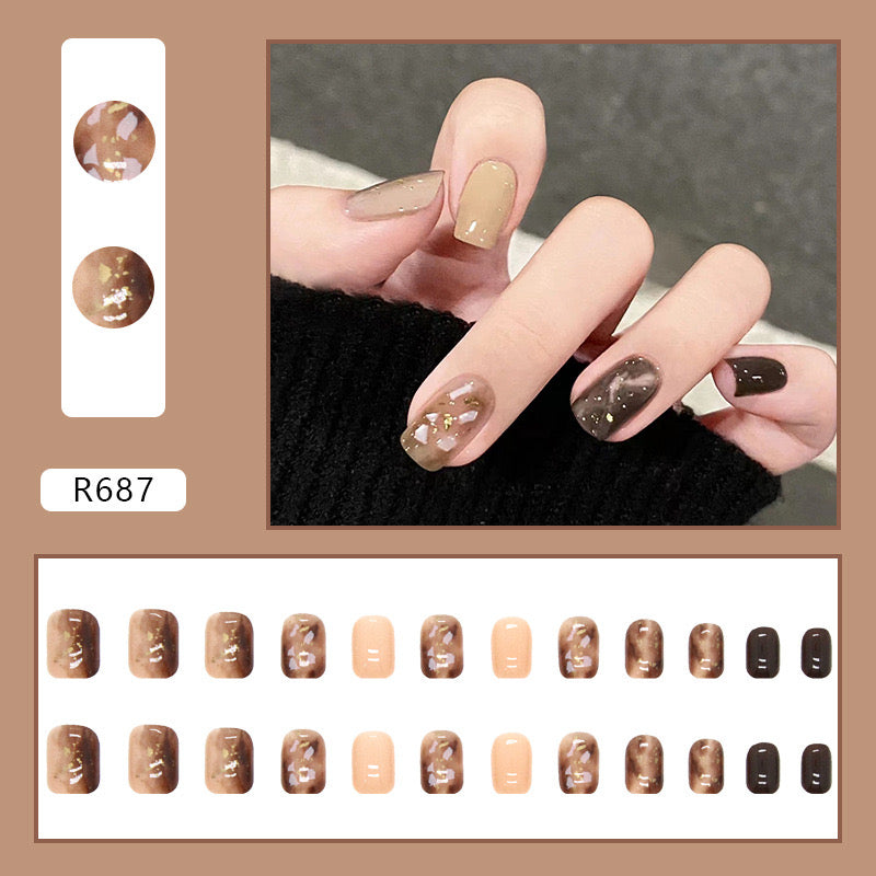 S51 Amber Sparkle High-end Press on Nails