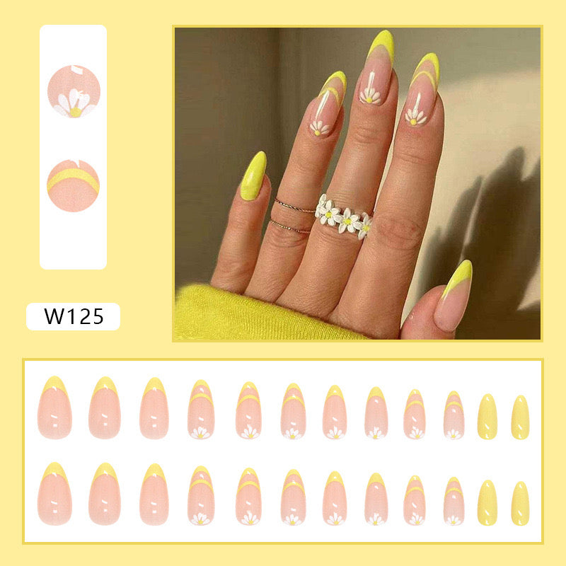 M24 Autumn Melody Yellow Blossom High-end Press on Nails