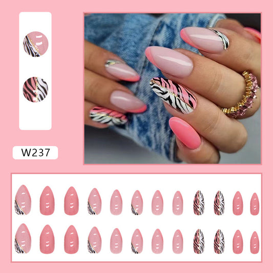 M07 Pink Leopard Charm High-end Press on Nails