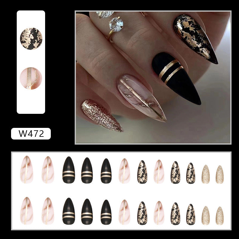 M35 Black Gold Prestige High-end Press on Nails