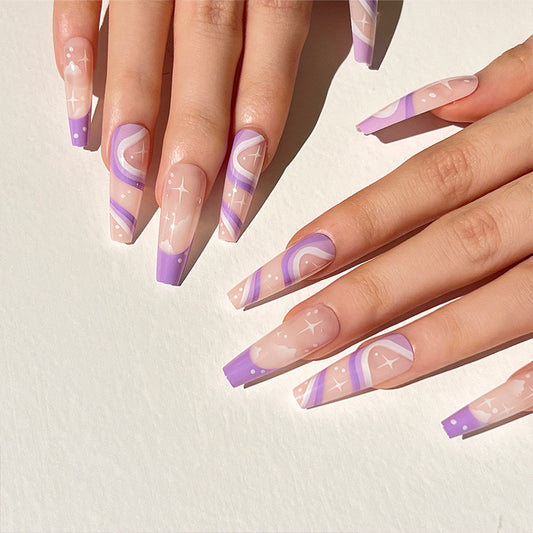 L67 Purple Cloud Flow High-end Press on Nails