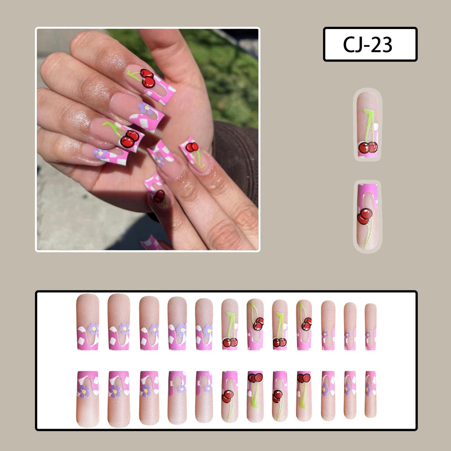 XL13 Pink Cherry Melody High-end Press on Nails