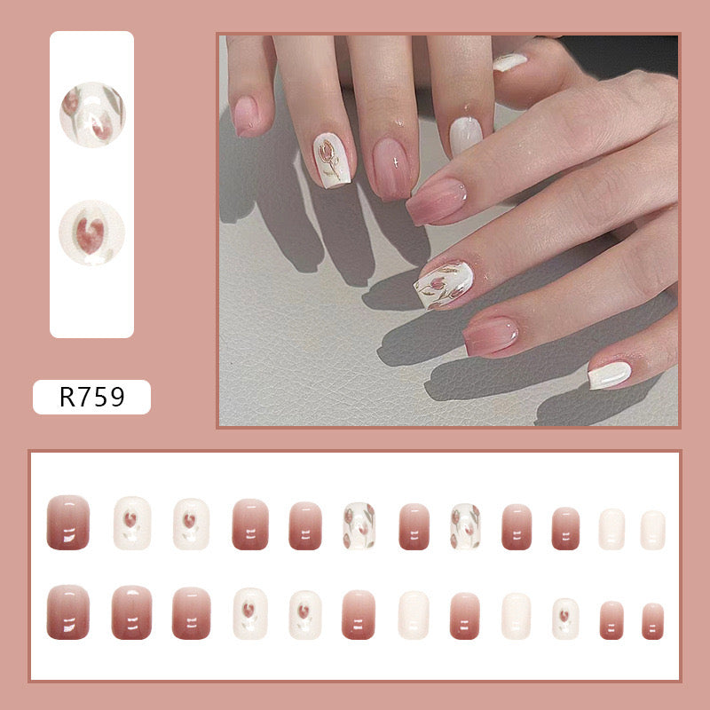 S02 Pink Petal Charm High-end Press on Nails