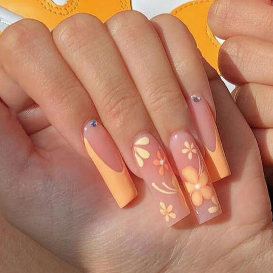 L62 Soft Yellow Floral Melody High-end Press on Nails