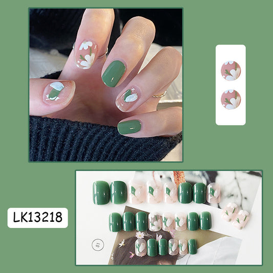 S64 Tiny Floral Greenery High-end Press on Nails