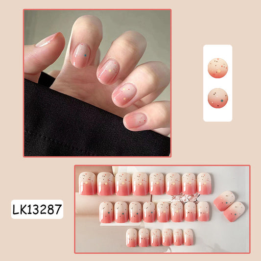 S52 Milky Dew Black Dots High-end Press on Nails