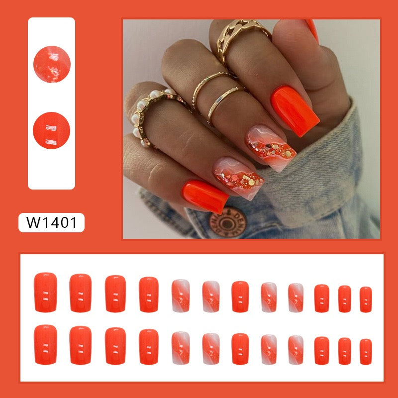 S79 Fiery Floral Haven High-end Press on Nails