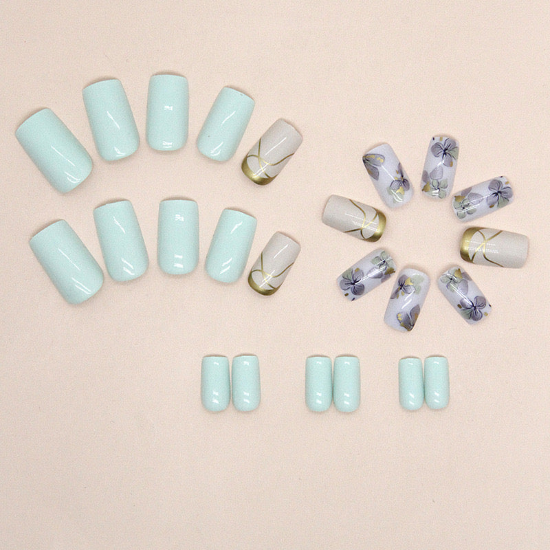 M47 Cool Camellia Mint High-end Press on Nails