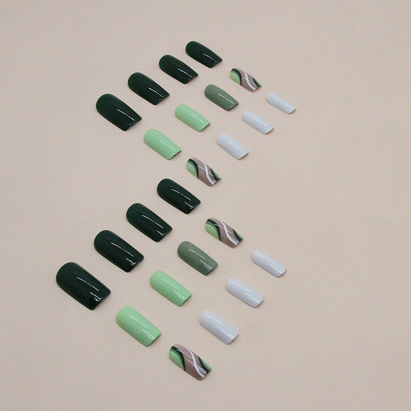 M54 Milk Cap Matcha Breeze High-end Press on Nails