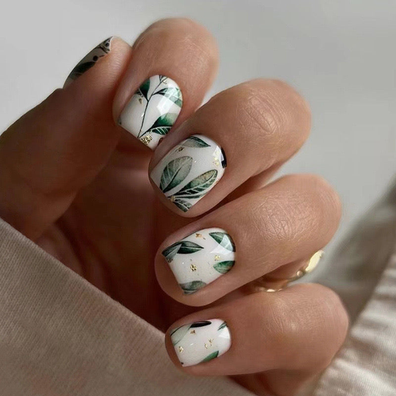 S81 Emerald Leaves Enchantment High-end Press on Nails