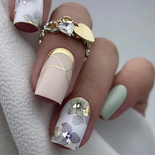 M47 Cool Camellia Mint High-end Press on Nails