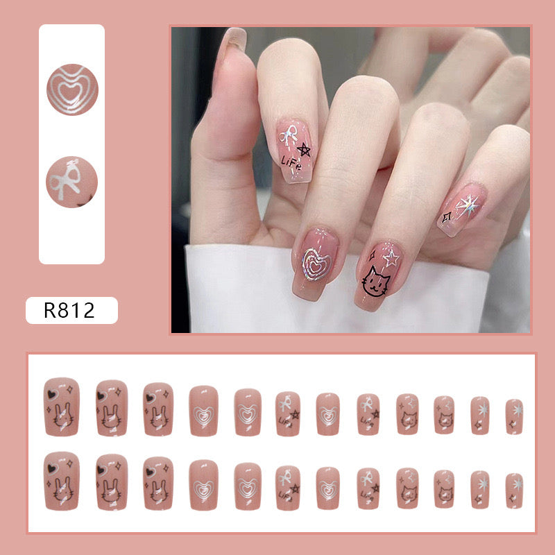 M49 Sweetheart Bunny Ears High-end Press on Nails