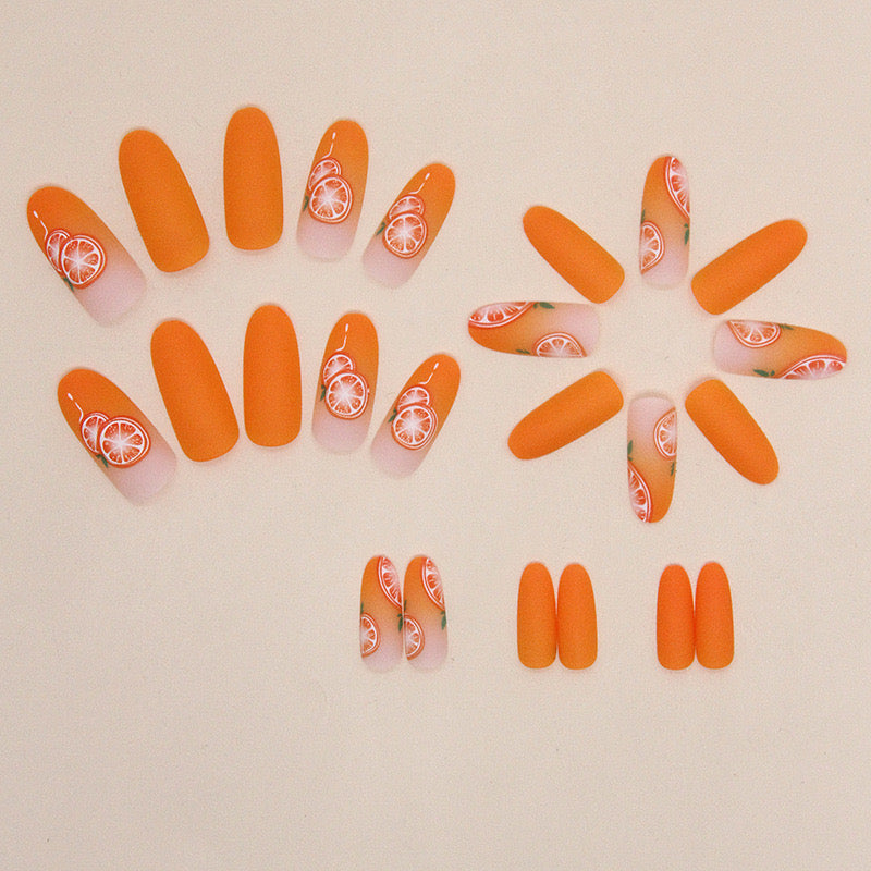 M48 Orange Heart Achievements High-end Press on Nails