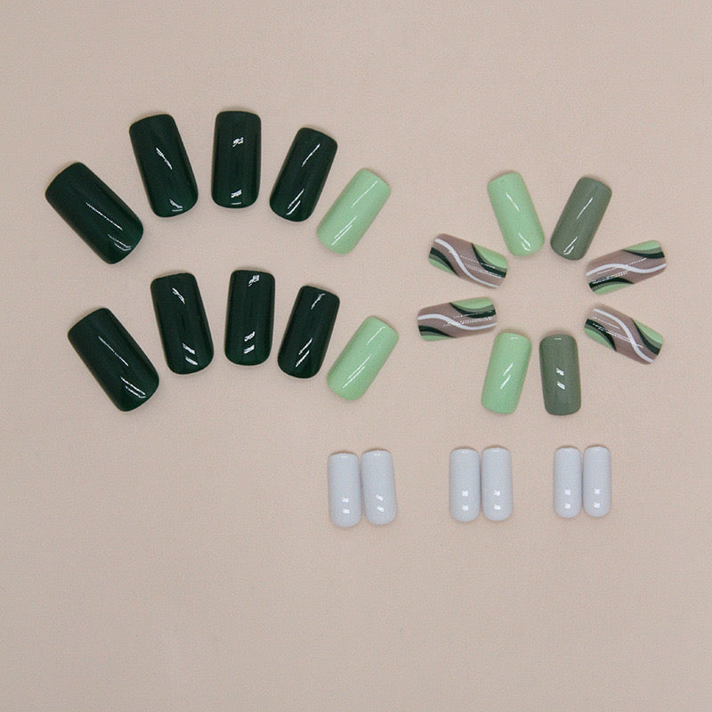 M54 Milk Cap Matcha Breeze High-end Press on Nails