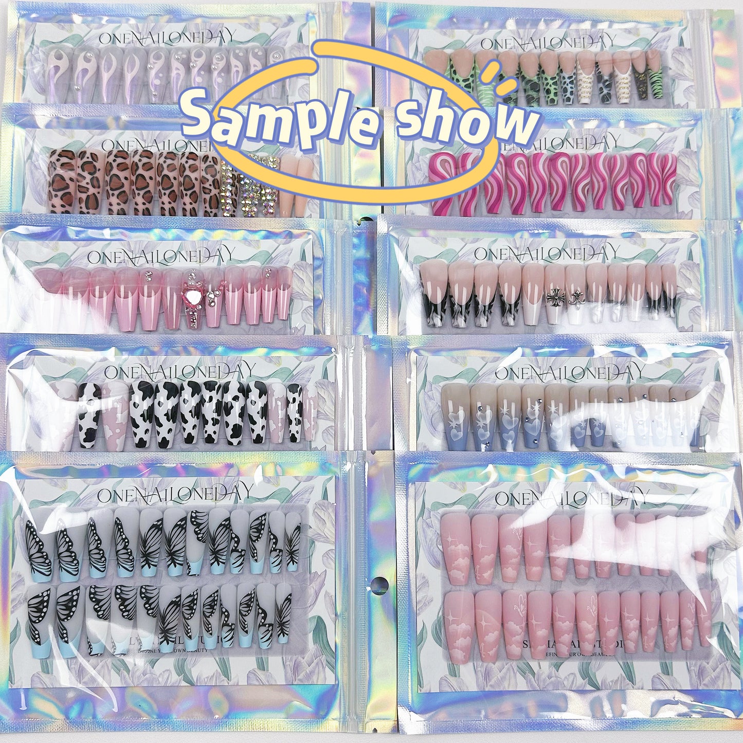 【High-end NAILS REGULAR SURPRISE BOX】 24pcs Durable Reusable Acrylic Presson Nails Onesize (LIVE SHOW)