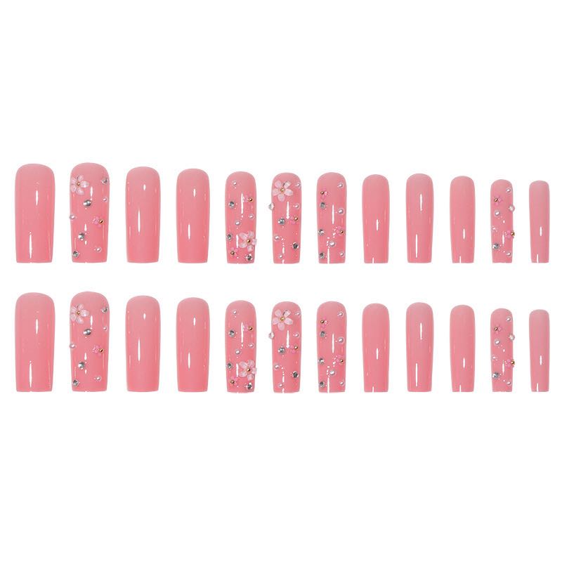 XL20 Floral Blush Diamonds High-end Press on Nails