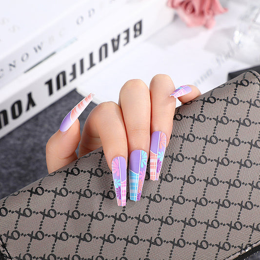 L18 Matte Purple Blossoms High-end Press on Nails