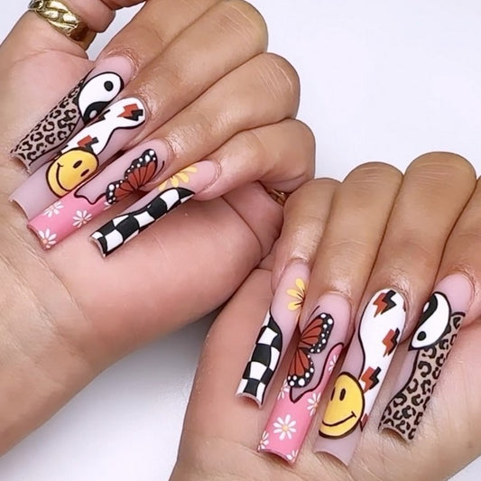 L54 Smile Butterfly Blooms High-end Press on Nails