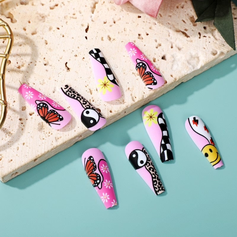 L54 Smile Butterfly Blooms High-end Press on Nails