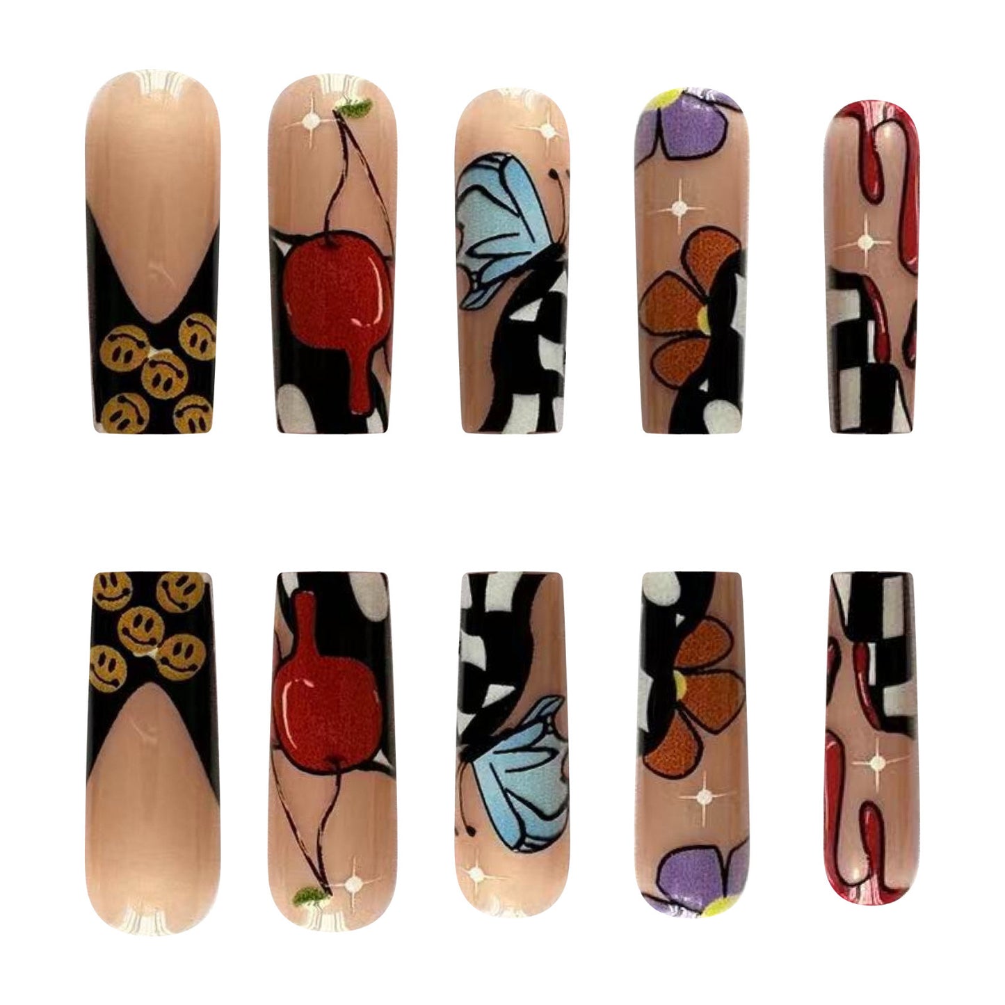 XL03 Smile Butterfly Love Cherry High-end Press on Nails