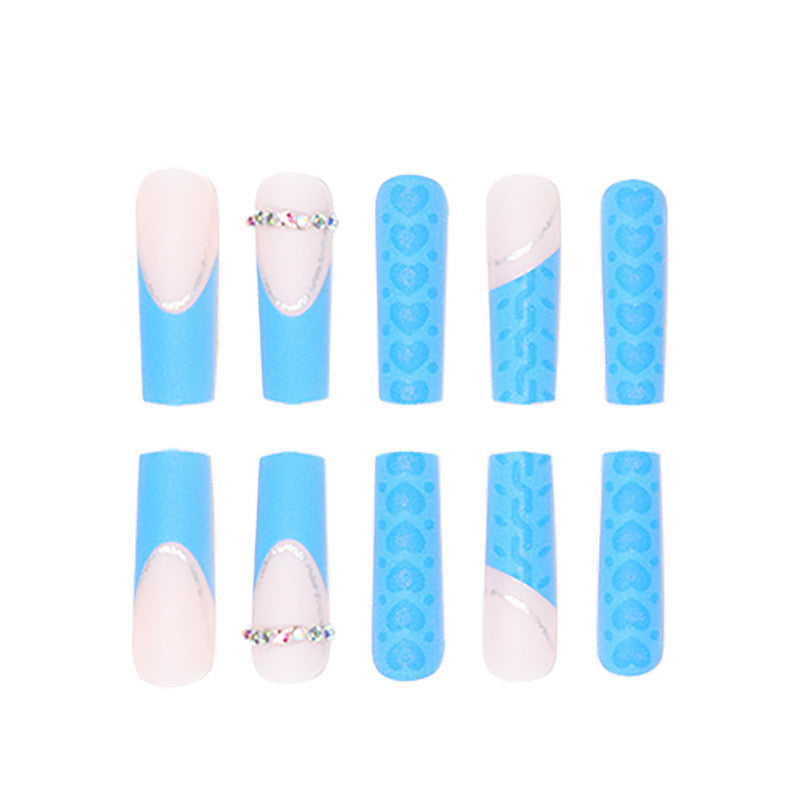 XL28 Deep Blue Affection High-end Press on Nails