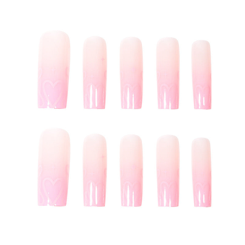 XL30 Pink Heart Darling High-end Press on Nails