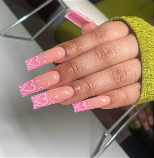 XL30 Pink Heart Darling High-end Press on Nails