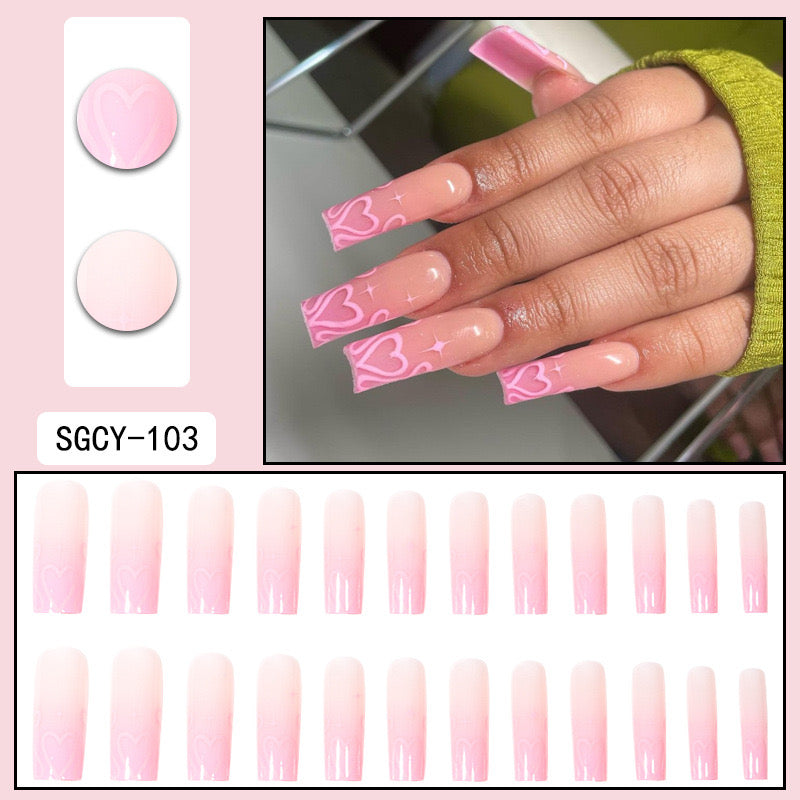 XL30 Pink Heart Darling High-end Press on Nails