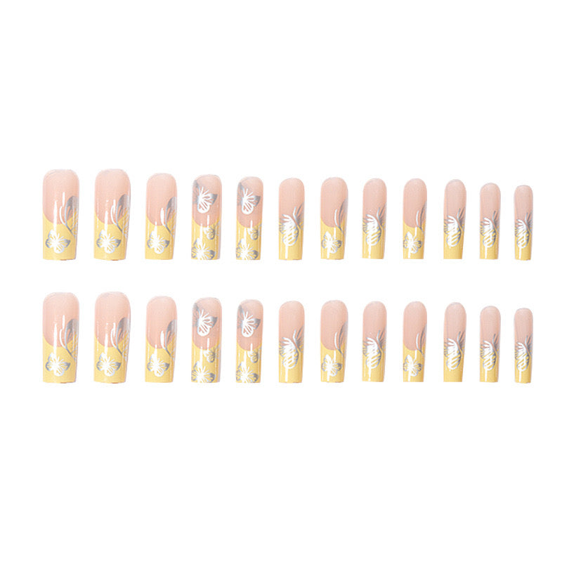 XL37 Golden Yellow Butterfly Dream High-end Press on Nails