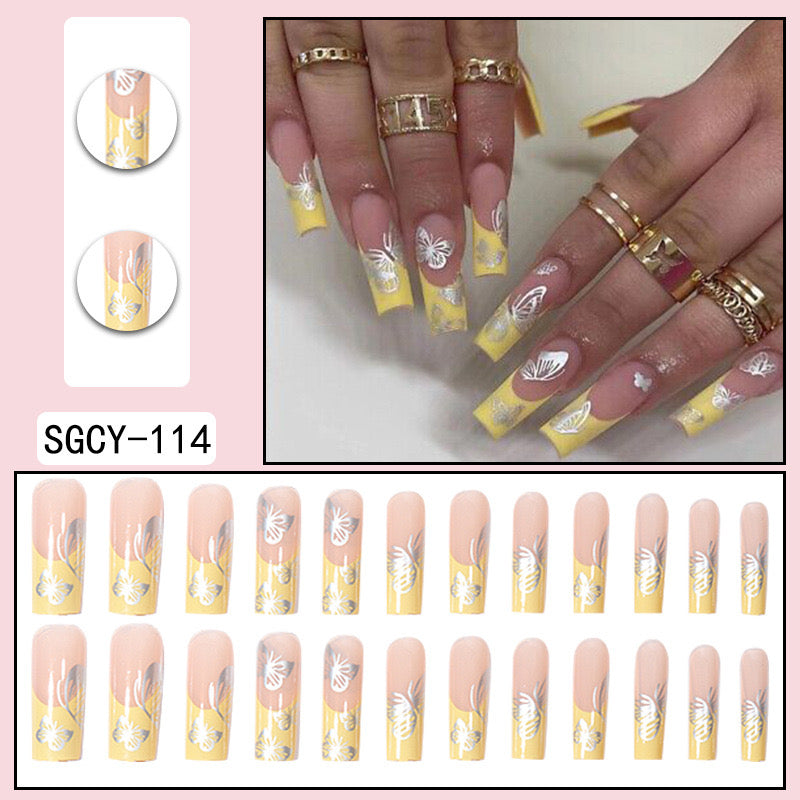 XL37 Golden Yellow Butterfly Dream High-end Press on Nails