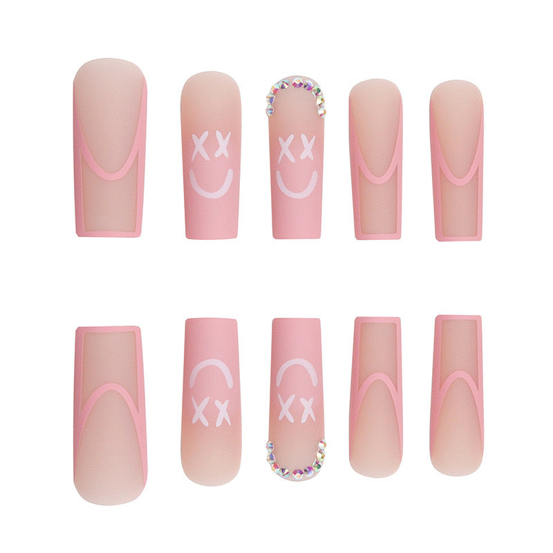 XL23 Pretty Pink Smile High-end Press on Nails