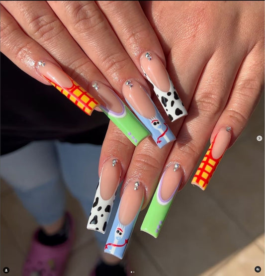 XL18 Cow Print Greenery High-end Press on Nails