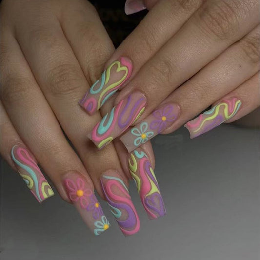 XL25 Floral Hues High-end Press on Nails