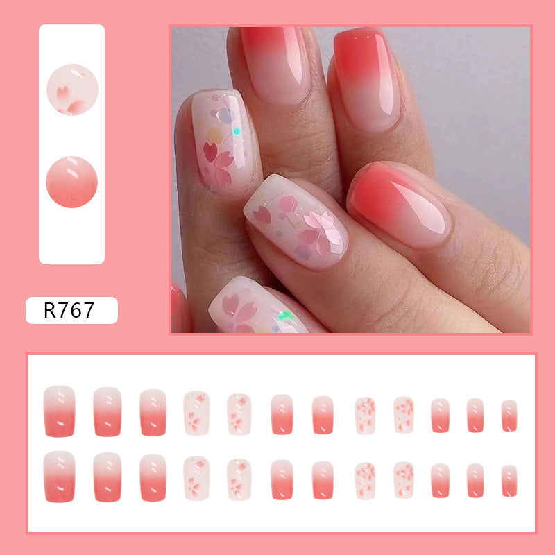 M06 Blossom Serenity in Pink High-end Press on Nails