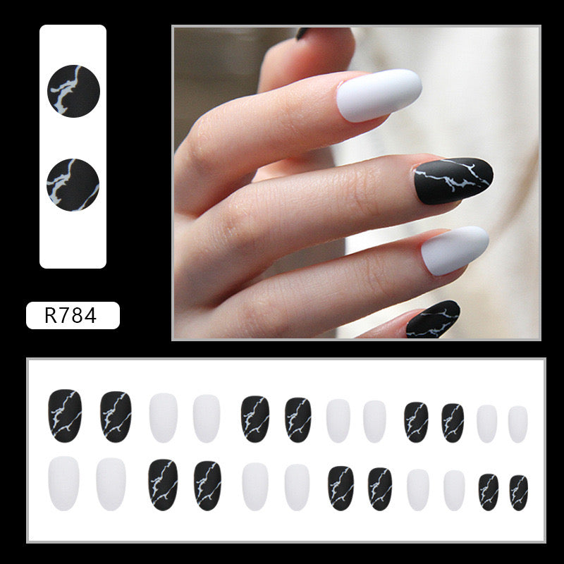 M14 Shadow Marble Veins High-end Press on Nails