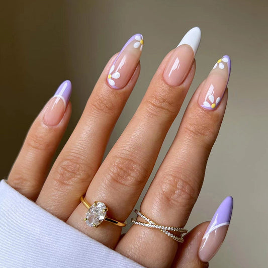 M11 Purple Melody Blooms High-end Press on Nails