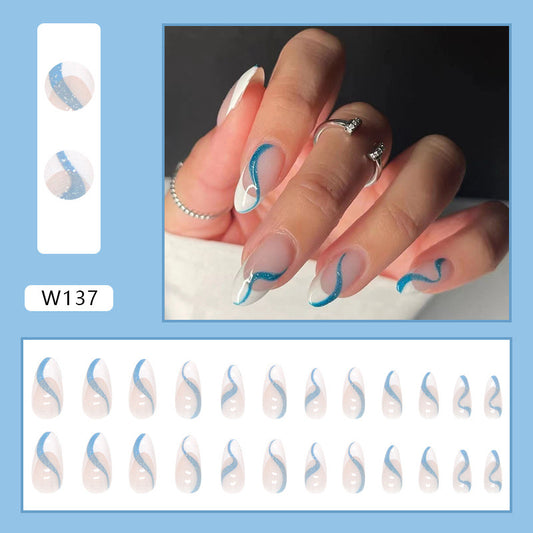 M26 French Blue Elegance High-end Press on Nails