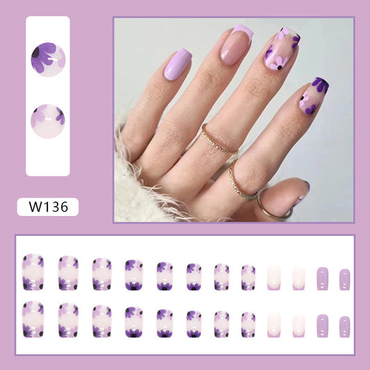 M15 Purple Floral Waltz High-end Press on Nails