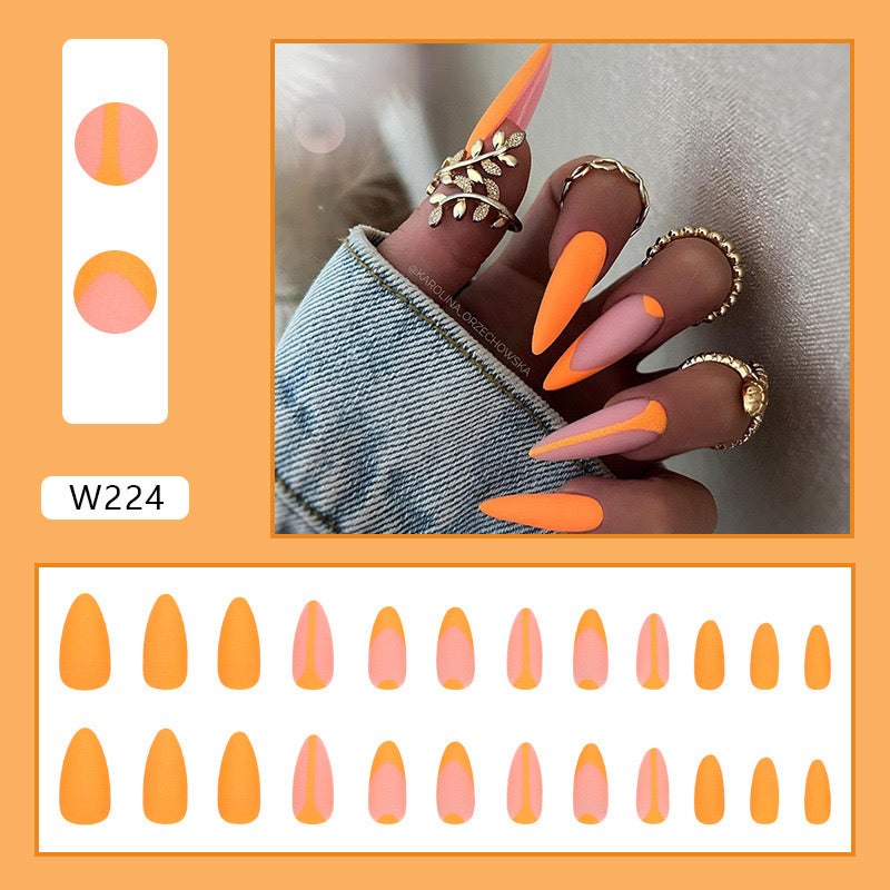 M12 Sunset Orange Harmony High-end Press on Nails