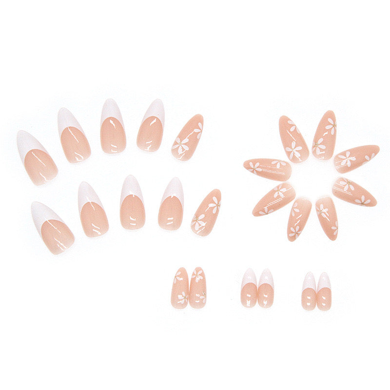 M40 White Blossom Romance High-end Press on Nails